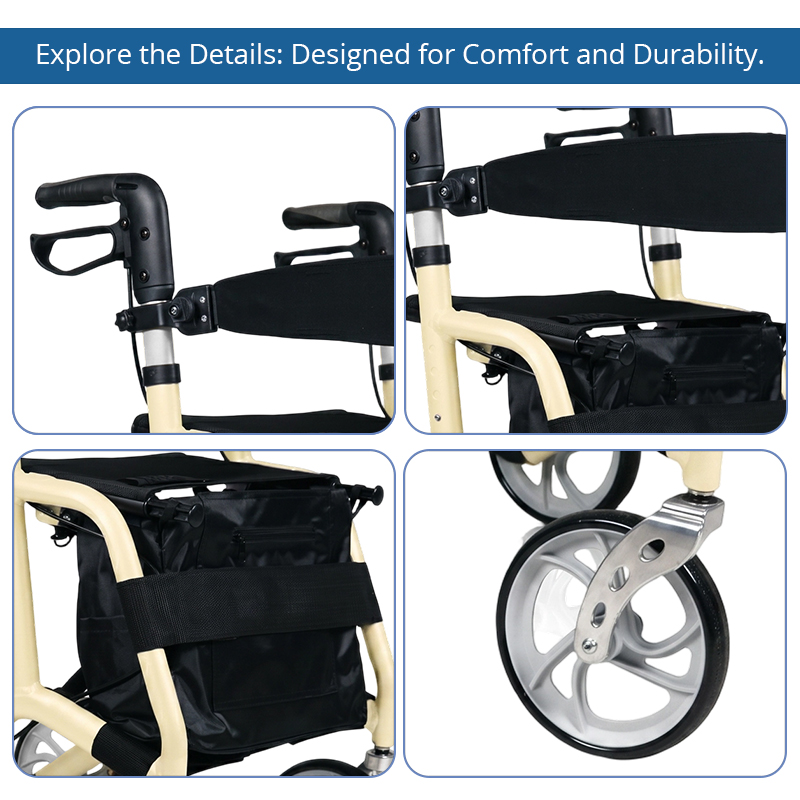 AR2021-Y    Lightweight  Rollator Walker with Seat OEM ODM Manufacturer for Elderly Seniors with Stable Support and Easy Maneuverability