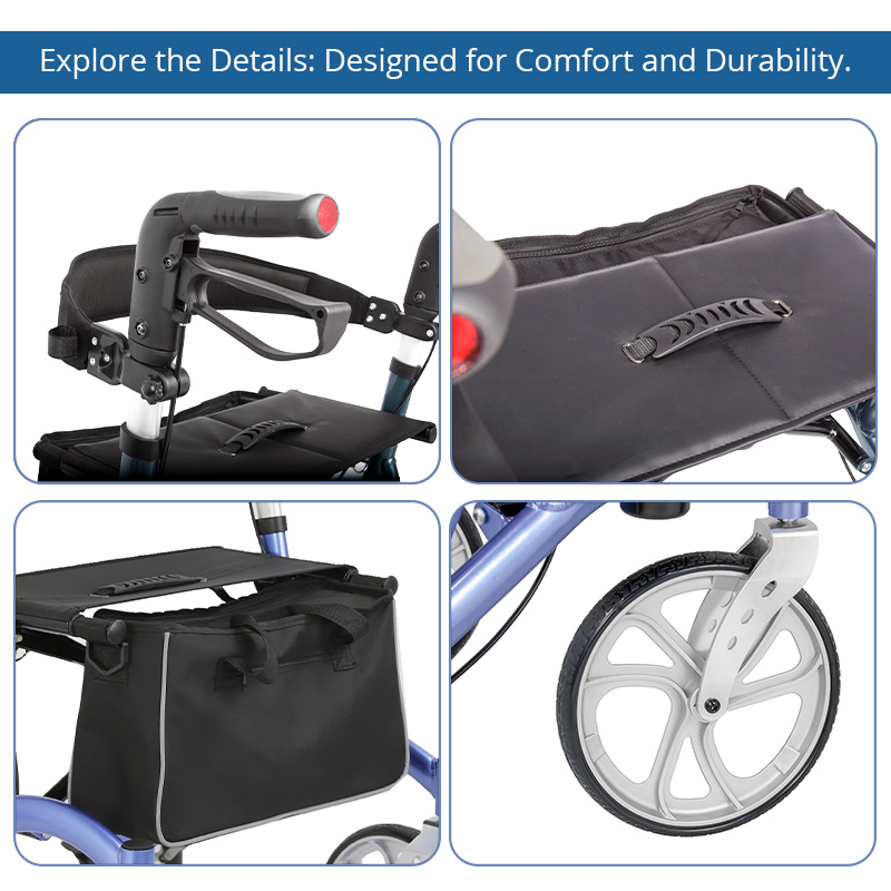 AR2022-PP   Rollator Walker Elderly Care  Comfortable Lightweight Aluminum Alloy Adjustable Home Use Travel Aid