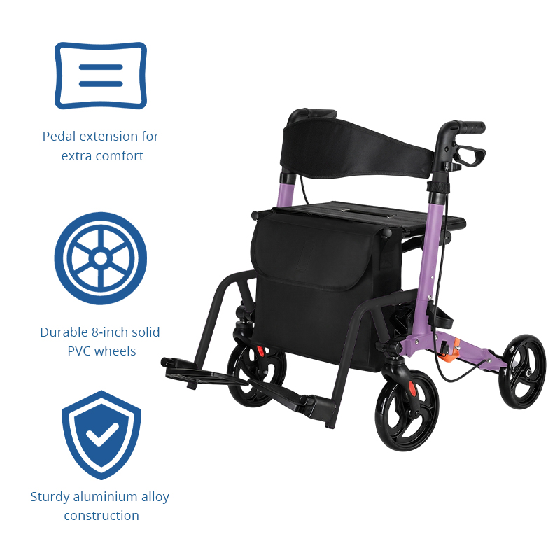 AR2023-P   Rollator Walker with Seat for Elderly with Seat | Foldable Mobility Aid for Fall Prevention & Safe Walking Support