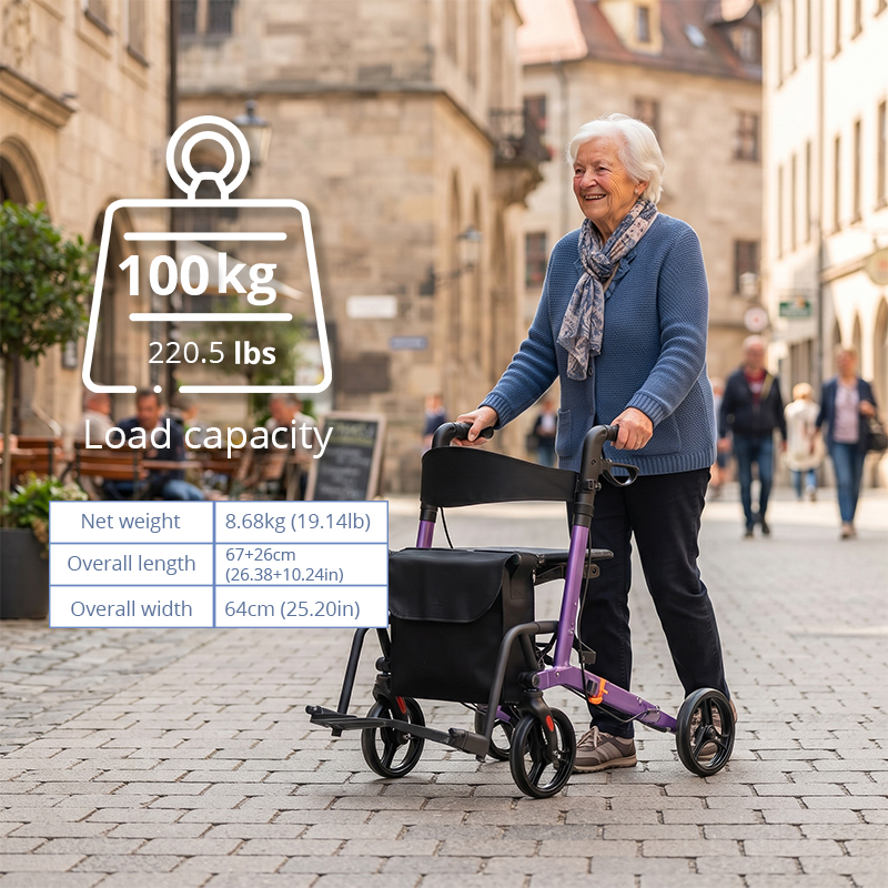 AR2023-P   Rollator Walker with Seat for Elderly with Seat | Foldable Mobility Aid for Fall Prevention & Safe Walking Support