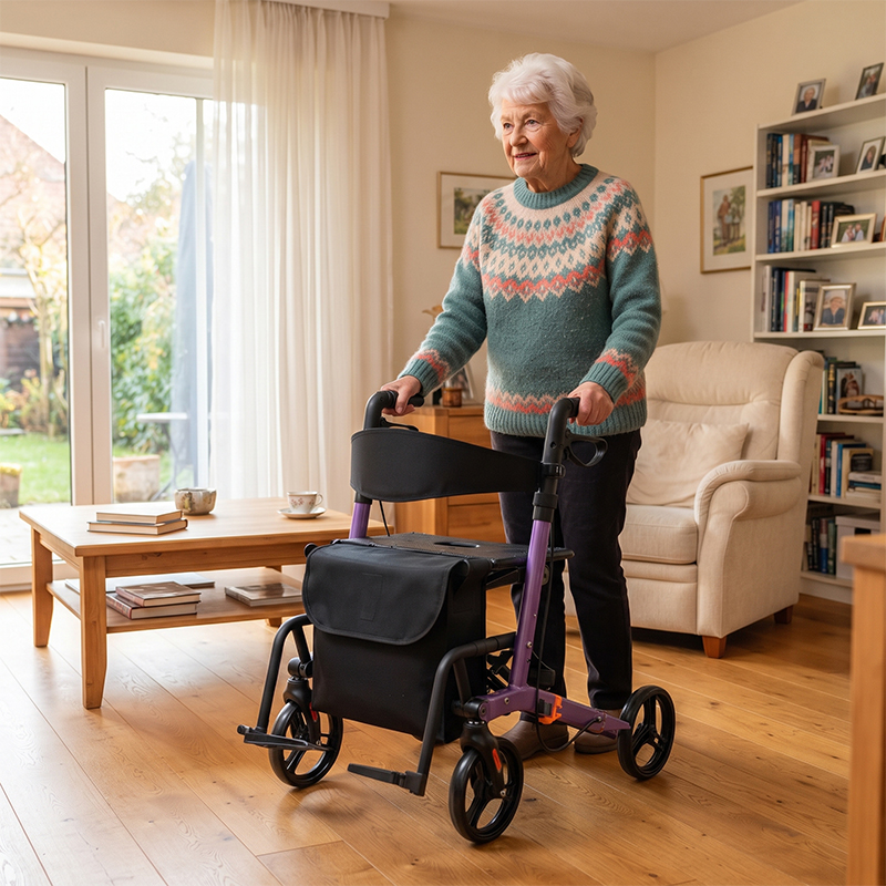AR2023-P   Rollator Walker with Seat for Elderly with Seat | Foldable Mobility Aid for Fall Prevention & Safe Walking Support
