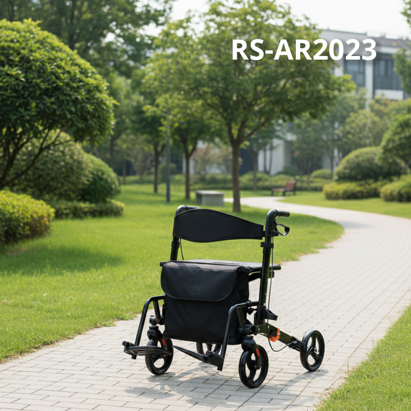RS-AR2023 Rollator Walker Aluminum 100kg Capacity CE Certified Lightweight Foldable Mobility Aid for Patient Comfort and Easy Use