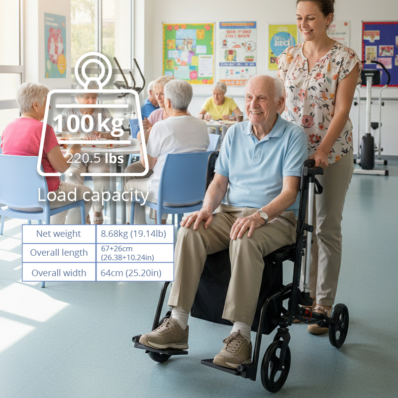 RS-AR2023 Rollator Walker Aluminum 100kg Capacity CE Certified Lightweight Foldable Mobility Aid for Patient Comfort and Easy Use