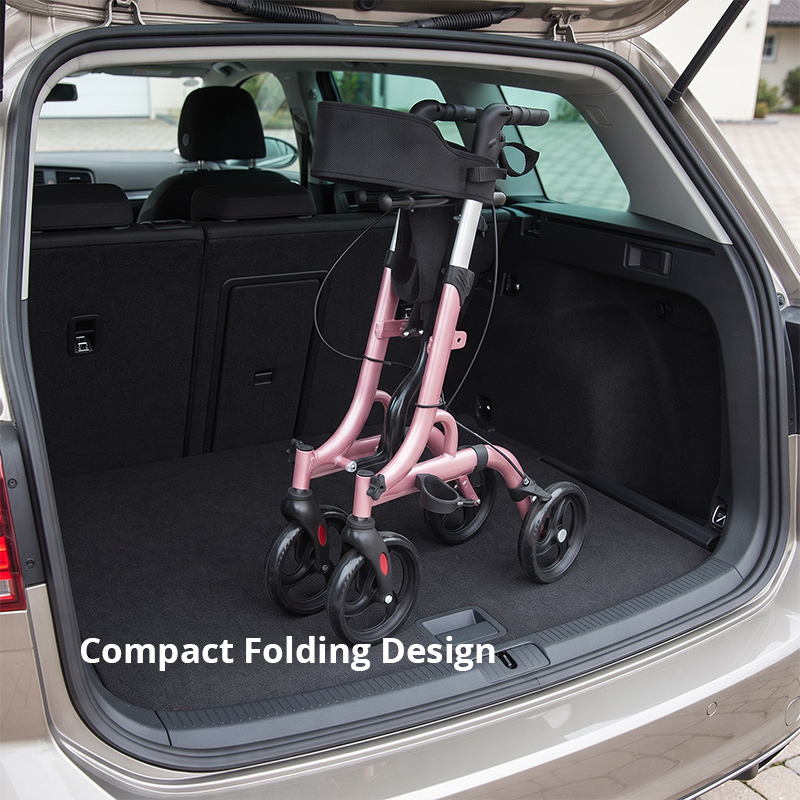 AR2024-P   Aluminum Rollator Walker with Seat  Manufacturer for Seniors with Foldable Design Seat Bag and Easy Mobility Support