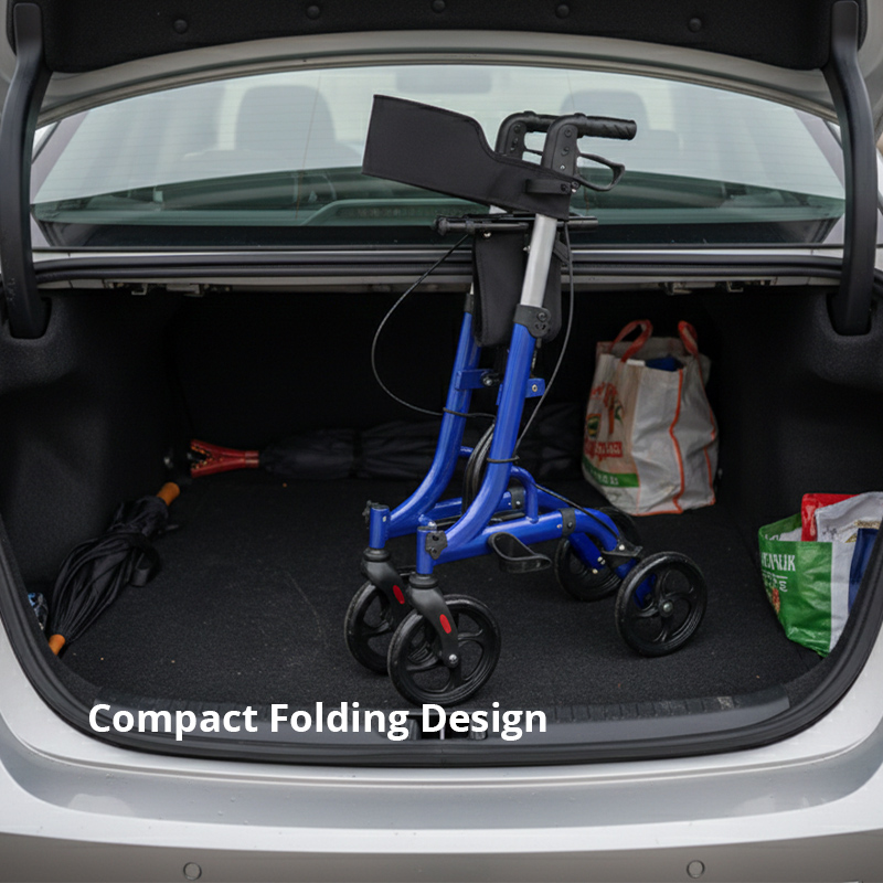 AR2024-R   Rollator Walker with Seat for Seniors Foldable Design Seat Bag Easy Mobility Support CE Certified Light Weight
