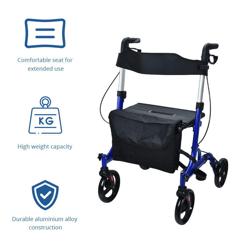 AR2024-R   Rollator Walker with Seat for Seniors Foldable Design Seat Bag Easy Mobility Support CE Certified Light Weight