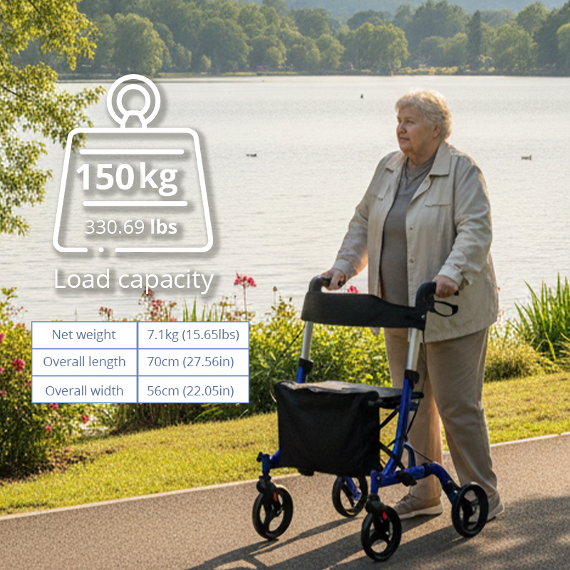 AR2024-R   Rollator Walker with Seat for Seniors Foldable Design Seat Bag Easy Mobility Support CE Certified Light Weight