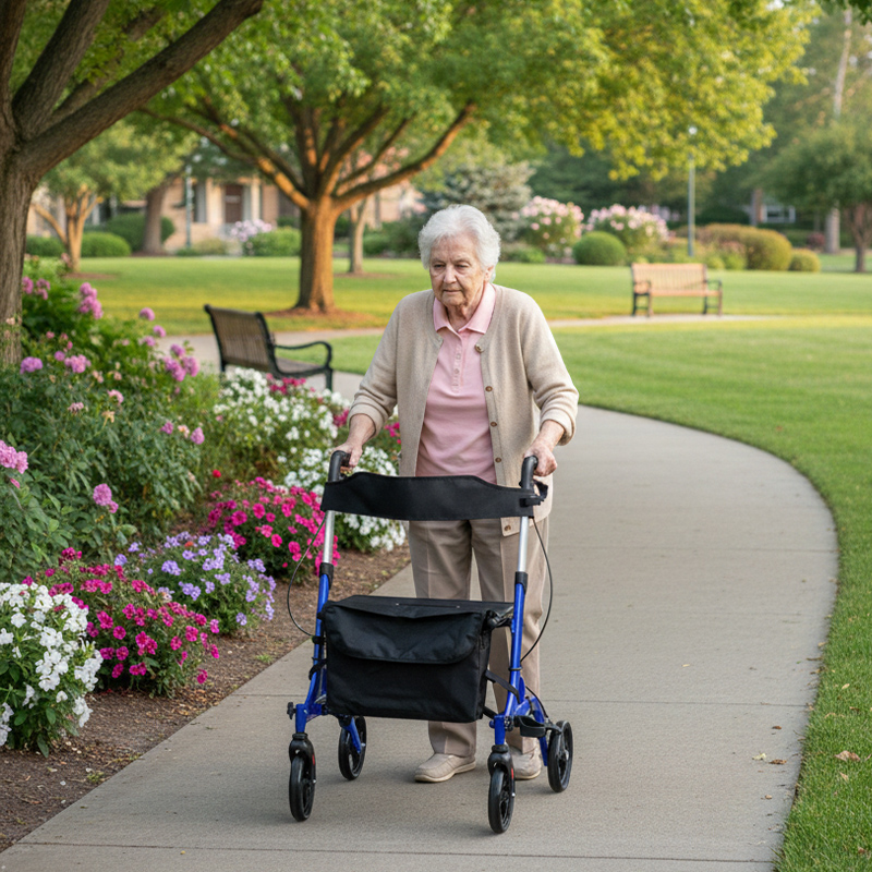 AR2024-R   Rollator Walker with Seat for Seniors Foldable Design Seat Bag Easy Mobility Support CE Certified Light Weight