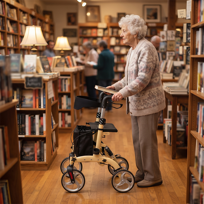 AR2025-Y   Rollator Walker Lightweight Folding Mobility Aid with Seat Bag Stable Walking Support OEM ODM Factory