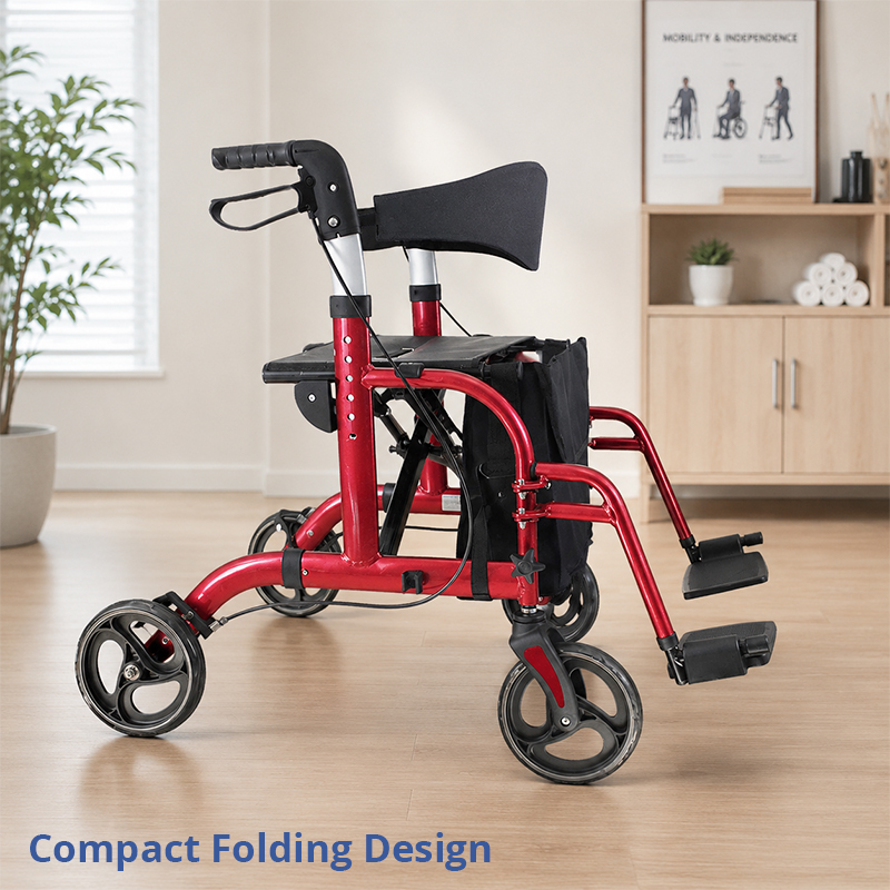 AR2026-B  Lightweight Aluminum Rollator Walker 136kg Capacity for Home Care Users Robust Adjustable Heights