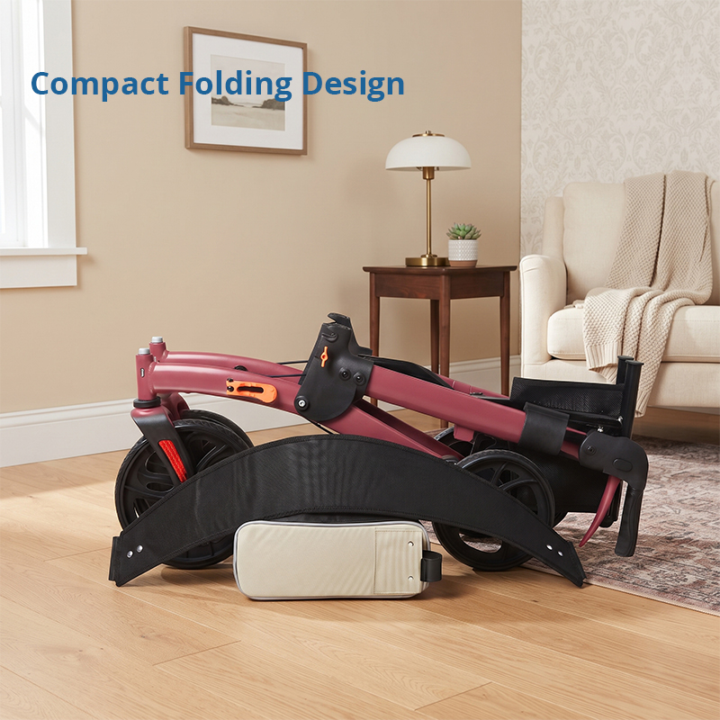 AR2027-P     Rollator Walker with Seat for Seniors | OEM Mobility Aid Supplier with Foldable Frame and Enhanced Safety
