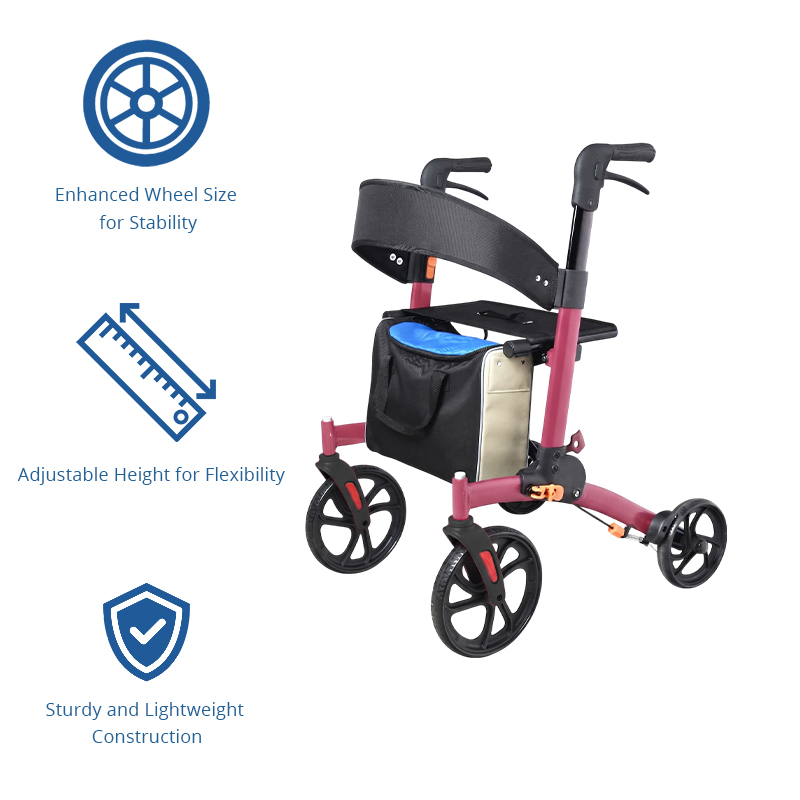 AR2027-P     Rollator Walker with Seat for Seniors | OEM Mobility Aid Supplier with Foldable Frame and Enhanced Safety