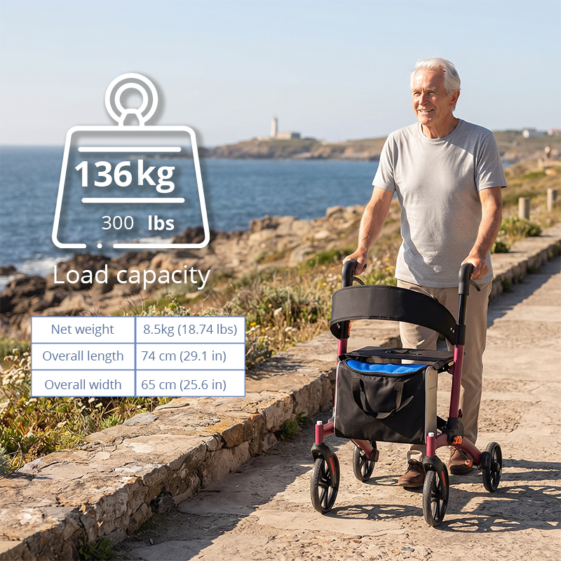 AR2027-P     Rollator Walker with Seat for Seniors | OEM Mobility Aid Supplier with Foldable Frame and Enhanced Safety