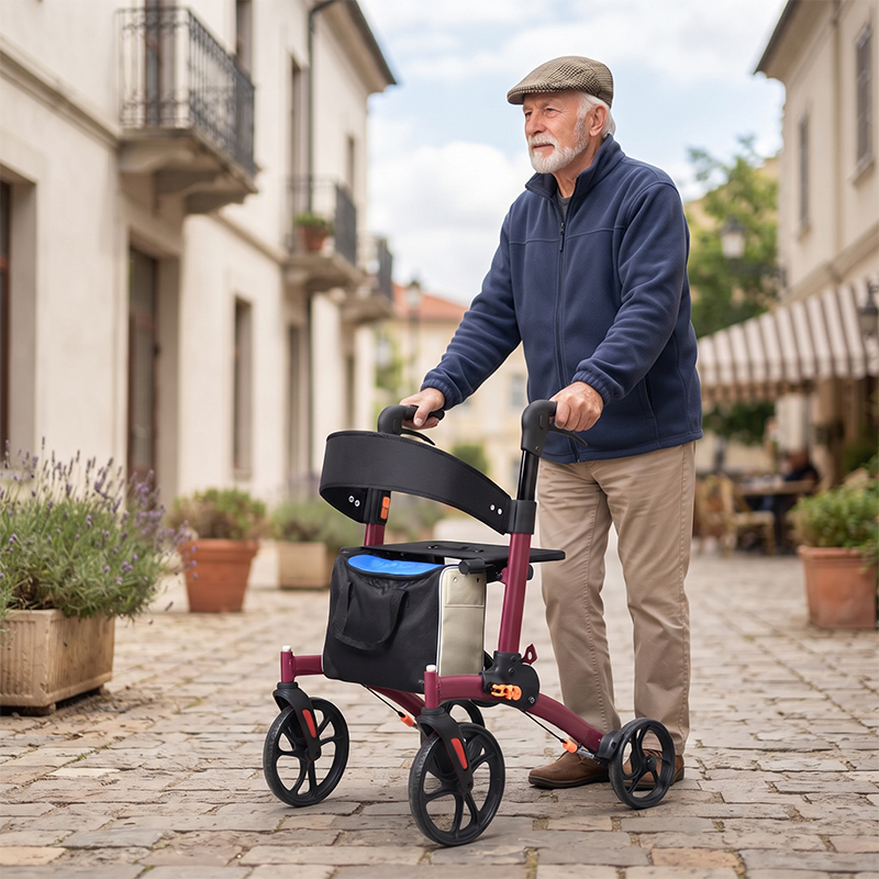 AR2027-P     Rollator Walker with Seat for Seniors | OEM Mobility Aid Supplier with Foldable Frame and Enhanced Safety
