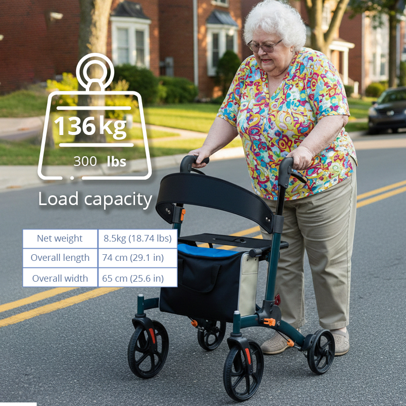 AR2027-B  Aluminum All-Terrain Rollator for Home Outdoor Use | Ergonomic Durable Adjustable 136kg Capacity CE Certified for Active