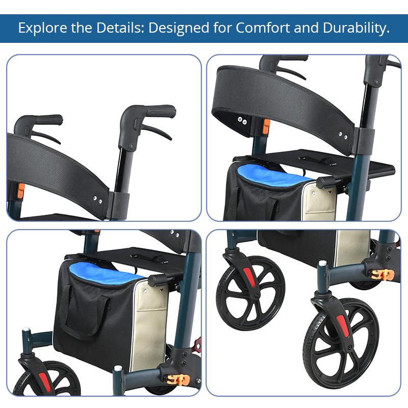 AR2027-B  Aluminum All-Terrain Rollator for Home Outdoor Use | Ergonomic Durable Adjustable 136kg Capacity CE Certified for Active