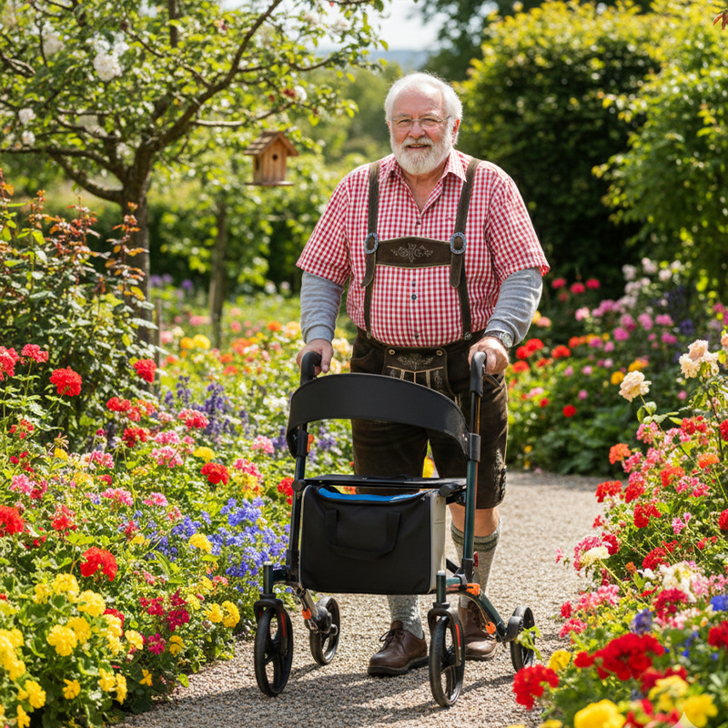 AR2027-B  Aluminum All-Terrain Rollator for Home Outdoor Use | Ergonomic Durable Adjustable 136kg Capacity CE Certified for Active