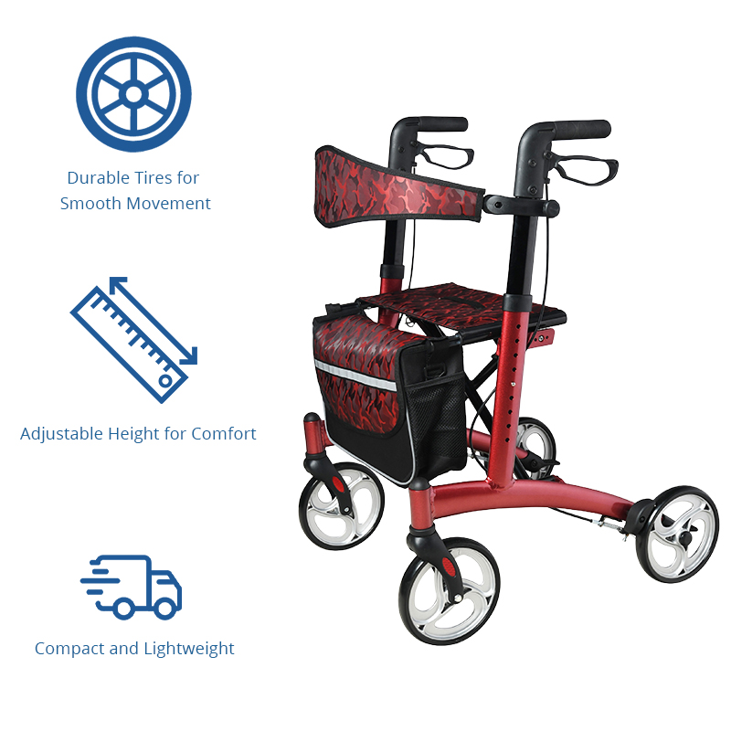 RS-AR2028 Mobility Rollator for People Restricted Mobility Stylish Lightweight Durable Designed Outdoor Use Active