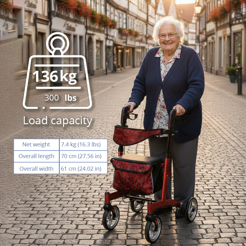 RS-AR2028 Mobility Rollator for People Restricted Mobility Stylish Lightweight Durable Designed Outdoor Use Active