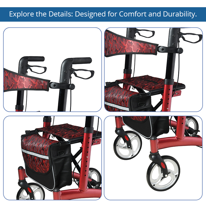 RS-AR2028 Mobility Rollator for People Restricted Mobility Stylish Lightweight Durable Designed Outdoor Use Active