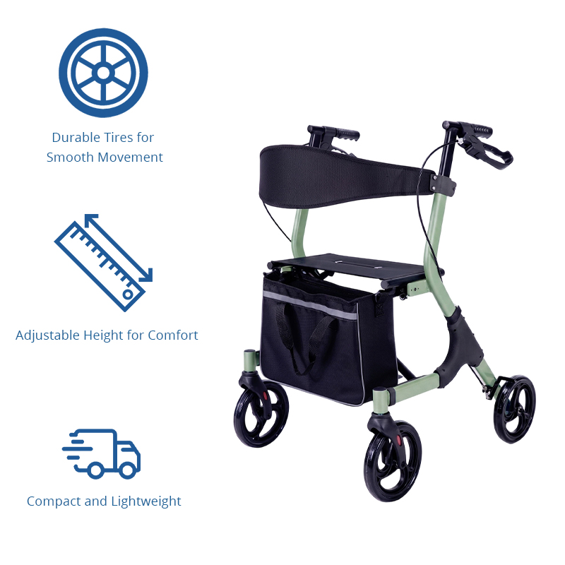 AR2029-G      Aluminum Rollator Walker for Seniors | OEM/ODM Mobility Support Solution Reducing Walking Fatigue and Fall Risks