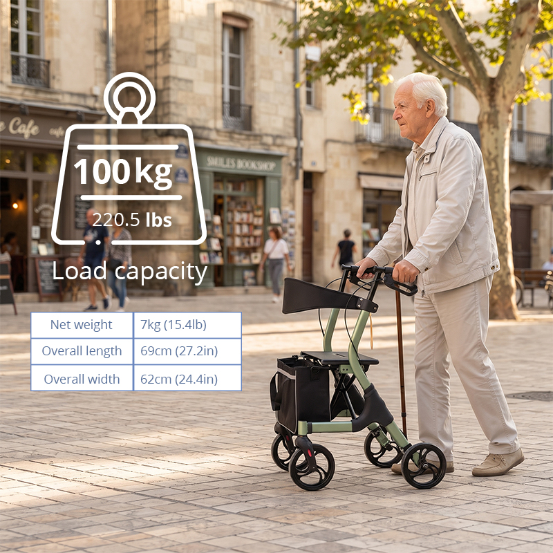 AR2029-G      Aluminum Rollator Walker for Seniors | OEM/ODM Mobility Support Solution Reducing Walking Fatigue and Fall Risks