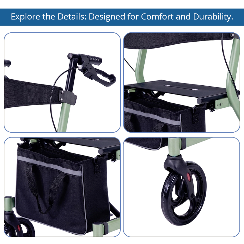 AR2029-G      Aluminum Rollator Walker for Seniors | OEM/ODM Mobility Support Solution Reducing Walking Fatigue and Fall Risks