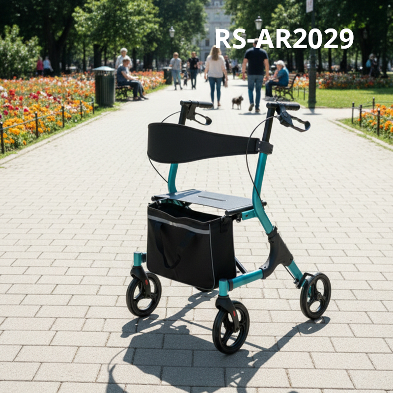 RS-AR2029 Lightweight Aluminum Rollator Walker Relaxsmith AR2029 100kg Capacity Indoor/Outdoor Use Chronic Illness Patient Mobility