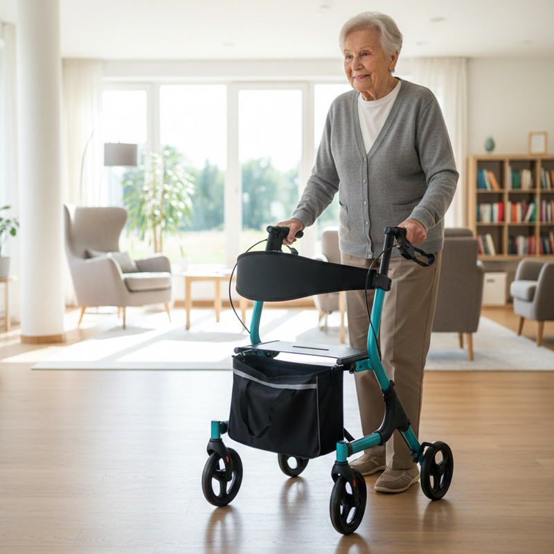 RS-AR2029 Lightweight Aluminum Rollator Walker Relaxsmith AR2029 100kg Capacity Indoor/Outdoor Use Chronic Illness Patient Mobility