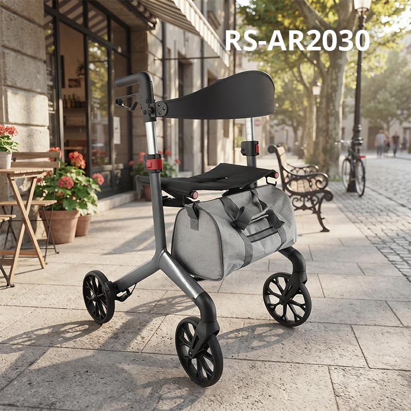 AR2030   Aluminum Rollator Walker with Seat Wholesale Supplier for Elderly Seniors Stable Mobility Support with Lightweight FoldingDesign
