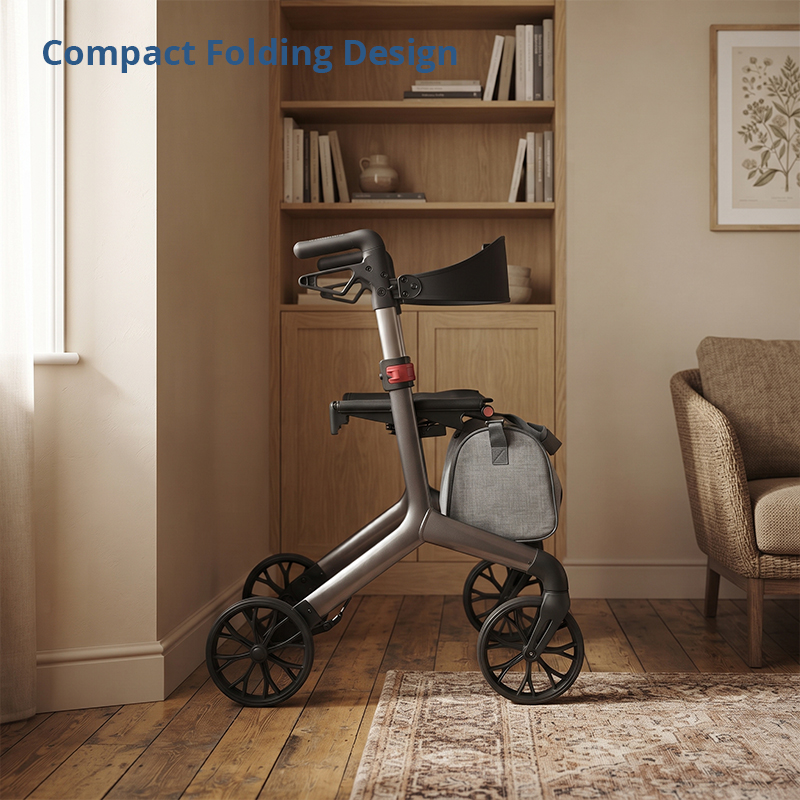 AR2030   Aluminum Rollator Walker with Seat Wholesale Supplier for Elderly Seniors Stable Mobility Support with Lightweight FoldingDesign