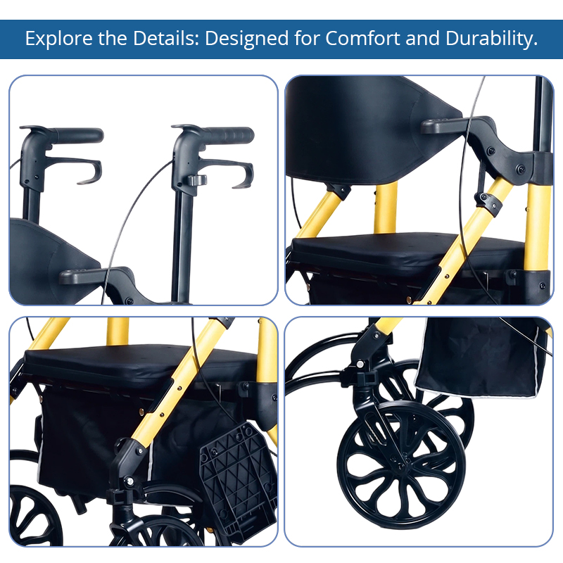 AR2032-Y   Rollator Walker for Elderly Custom OEM Service Lightweight Folding Mobility Aid with Stable Support for Seniors