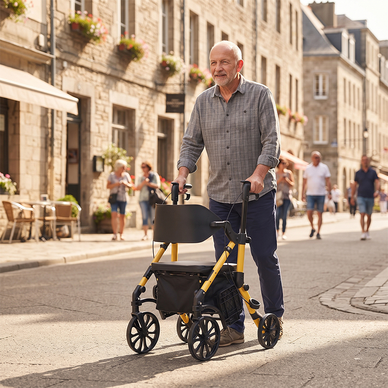 AR2032-Y   Rollator Walker for Elderly Custom OEM Service Lightweight Folding Mobility Aid with Stable Support for Seniors