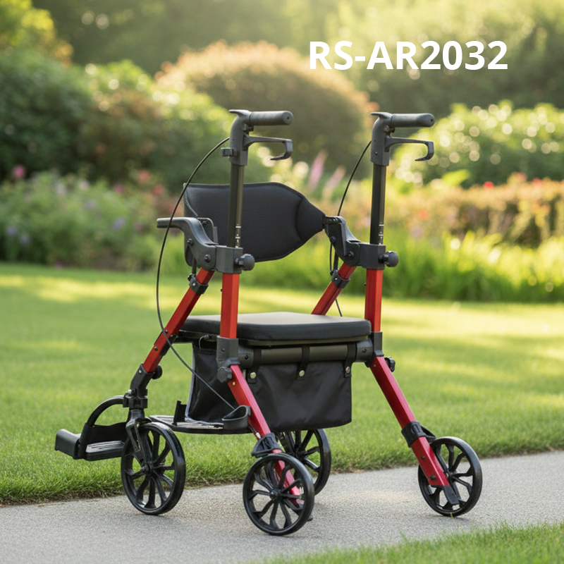 RS-AR2032 Rollator-Wheelchair for Home Health Management-Aluminum Lightweight 158kg Capacity Hip Joint Support Easy Indoor Mobility Comfort