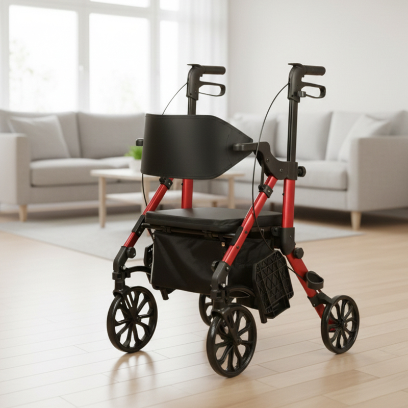 AR3032-B   Aluminum Rollator Walker for Elderly Seat Lightweight Folding Walking Aid OEM ODM Mobility Solution Supplier