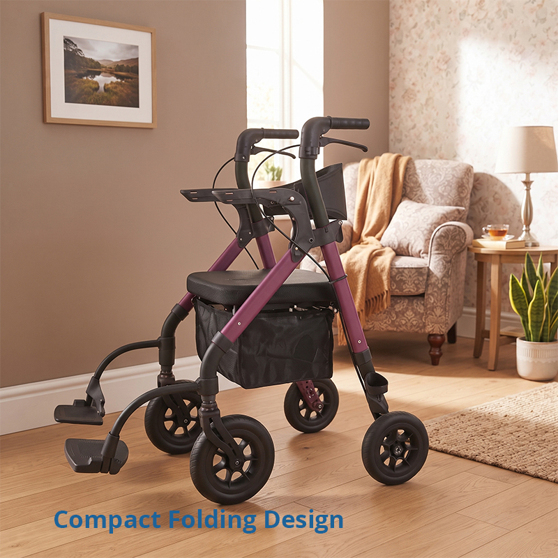 AR2033-PP   Rollator Walker with Seat for Elderly Fall Prevention Lightweight Folding Walking Aid with Adjustable Height  Wholesale Supplier