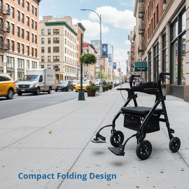RS-AR2033 Rollator-Wheelchair Aluminum 136kg Capacity Durable Lightweight CE Certified Healthcare Equipment for Outdoor Use