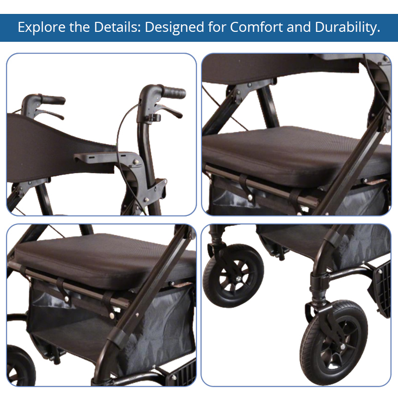 RS-AR2033 Rollator-Wheelchair Aluminum 136kg Capacity Durable Lightweight CE Certified Healthcare Equipment for Outdoor Use