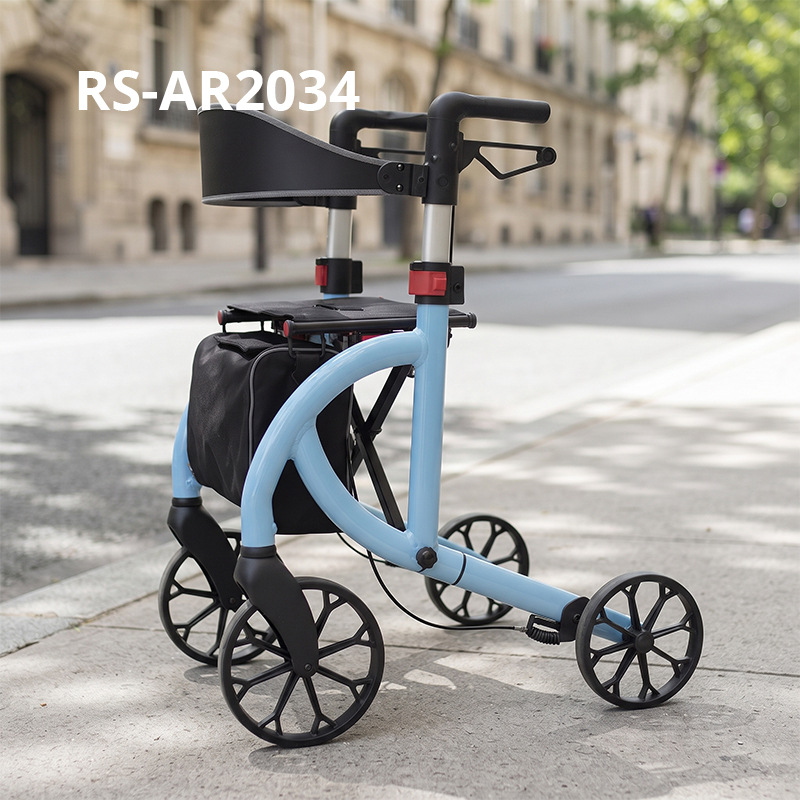 AR2034-B    Aluminum Rollator Walker for Seniors Lightweight Folding Mobility Aid with Stable Support OEM ODM Manufacturer