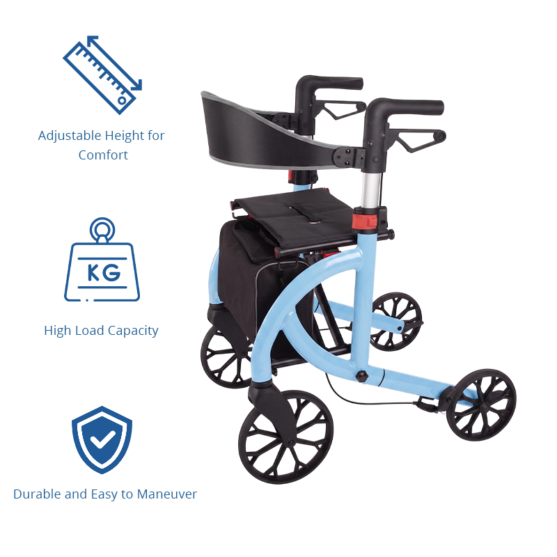 AR2034-B    Aluminum Rollator Walker for Seniors Lightweight Folding Mobility Aid with Stable Support OEM ODM Manufacturer