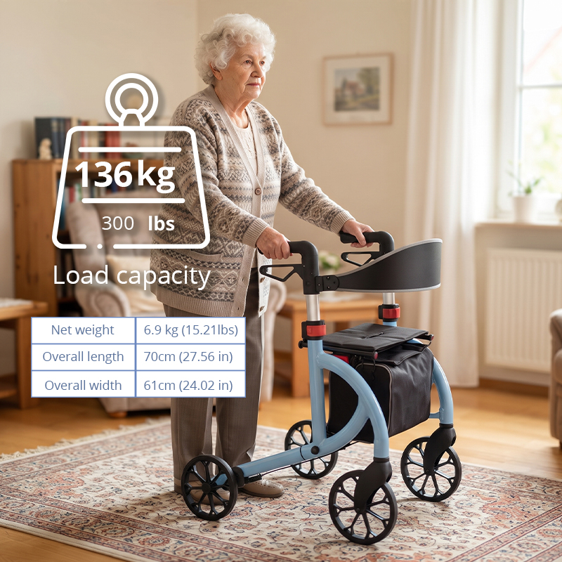 AR2034-B    Aluminum Rollator Walker for Seniors Lightweight Folding Mobility Aid with Stable Support OEM ODM Manufacturer