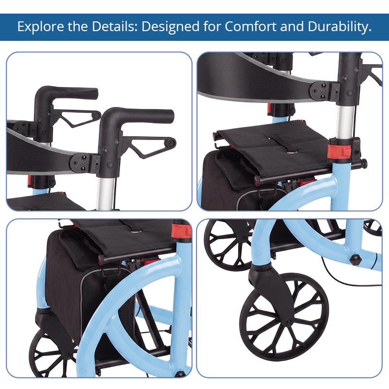 AR2034-B    Aluminum Rollator Walker for Seniors Lightweight Folding Mobility Aid with Stable Support OEM ODM Manufacturer
