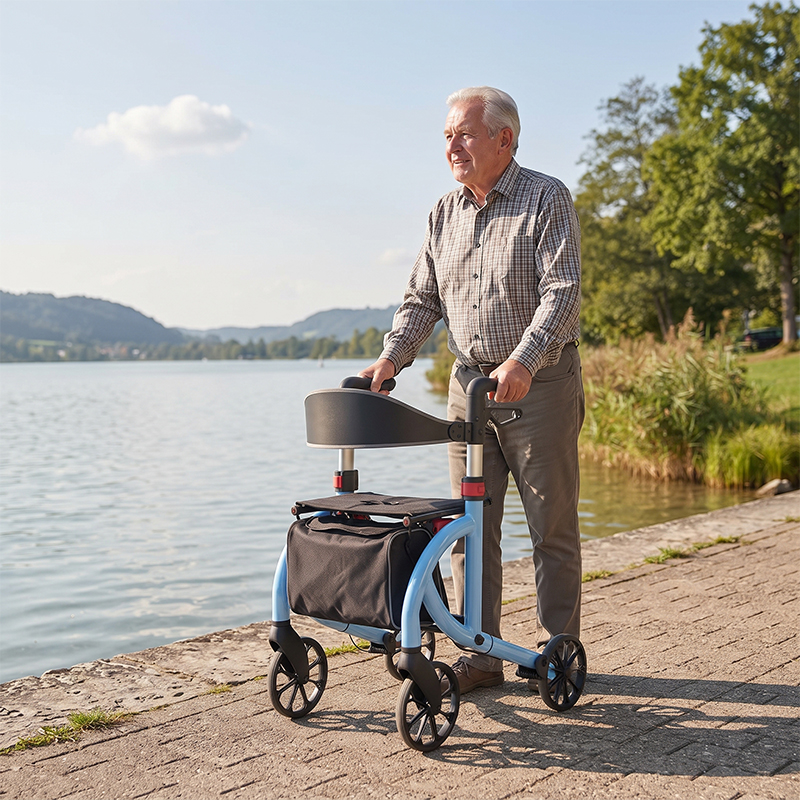 AR2034-B    Aluminum Rollator Walker for Seniors Lightweight Folding Mobility Aid with Stable Support OEM ODM Manufacturer