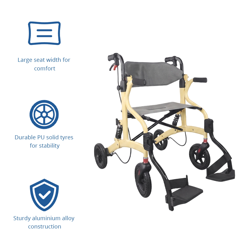 AR2037-Y    Rollator Walker with Seat for Elderly Safe Mobility Rehabilitation Support Shock Absorption OEM ODM Manufacturer