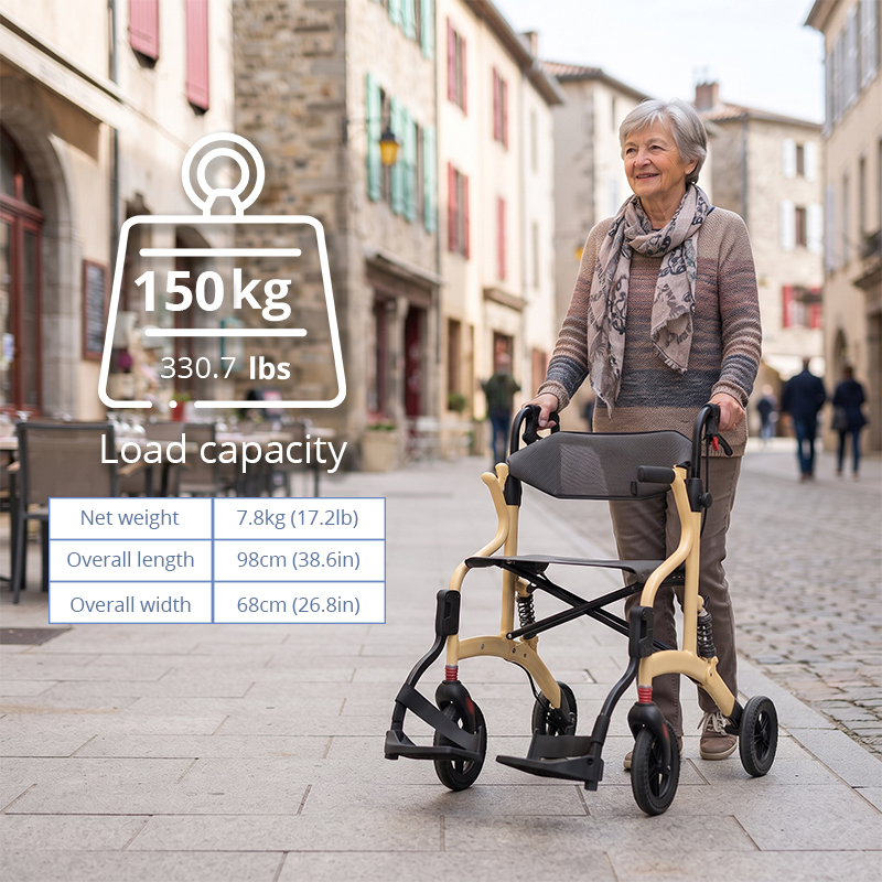 AR2037-Y    Rollator Walker with Seat for Elderly Safe Mobility Rehabilitation Support Shock Absorption OEM ODM Manufacturer