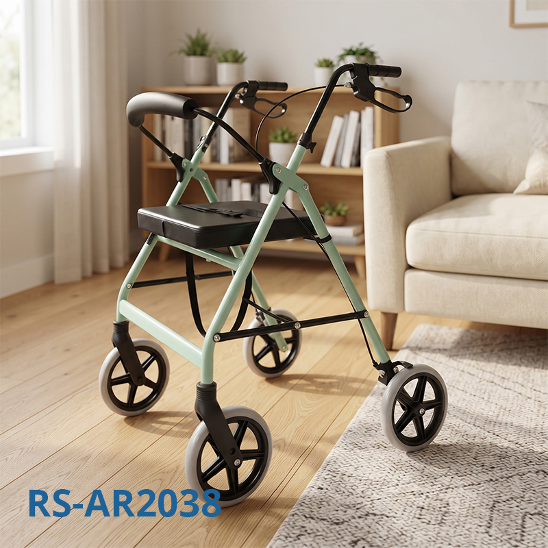 AR2038-G   Aluminum Rollator Walker OEM Service for Elderly with Stable Support, Foldable Design and Fall Prevention Mobility Solution