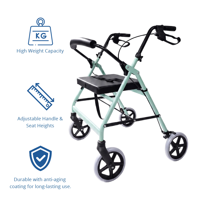 AR2038-G   Aluminum Rollator Walker OEM Service for Elderly with Stable Support, Foldable Design and Fall Prevention Mobility Solution