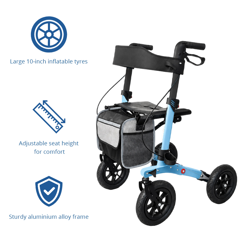 AR2039-B   All Terrain  Rollator Walker for Elderly Adults Lightweight Aluminum Mobility Aid Folding Design CE Certified Class I