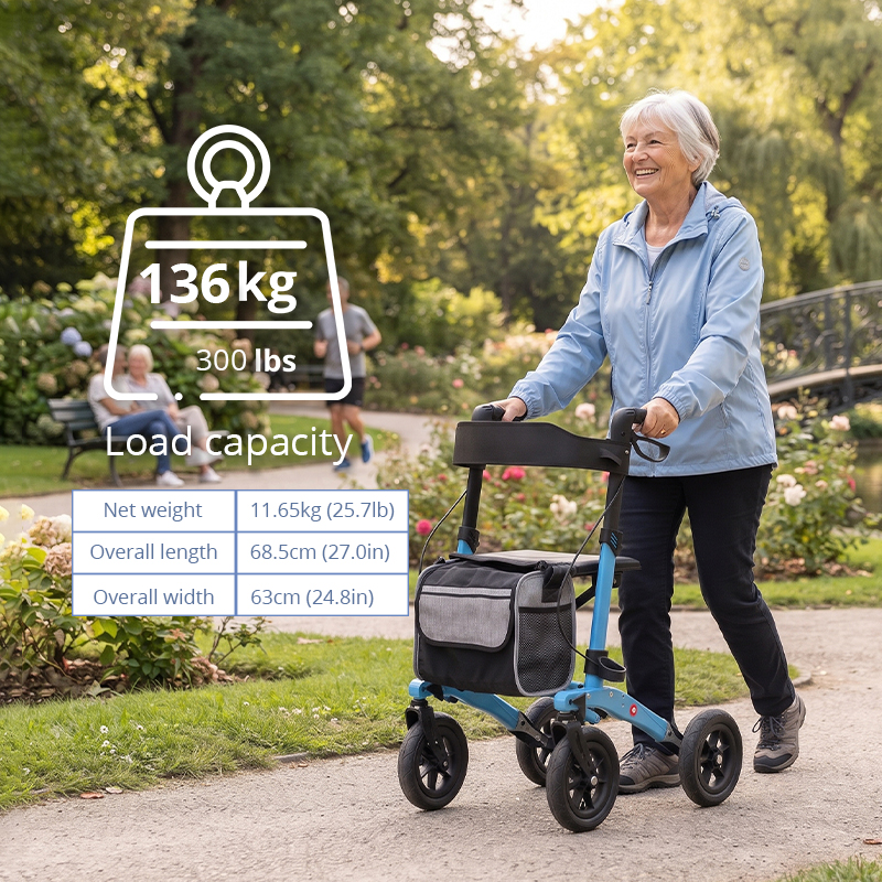 AR2039-B    Rollator Walker for Elderly Adults Lightweight Aluminum Mobility Aid with Folding Design Custom Logo Manufacturing