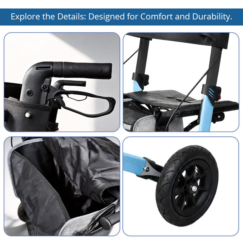 AR2039-B    Rollator Walker for Elderly Adults Lightweight Aluminum Mobility Aid with Folding Design Custom Logo Manufacturing